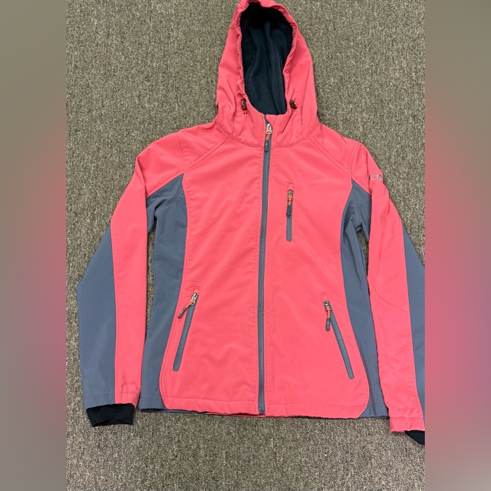 CB Womens Coral Zipper Athletic Jacket w/ Hood & Inner Cuff Size M